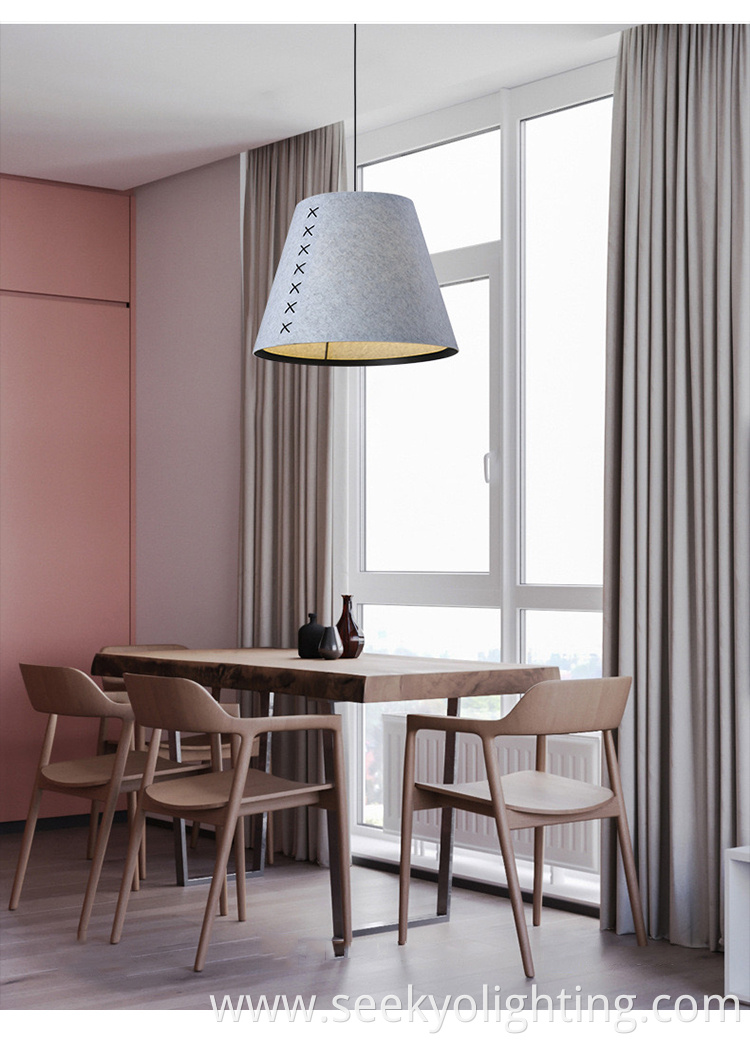 The Nordic Modern Felt Pendant Lamp is often hung in living rooms, dining areas, or bedrooms to create a cozy and inviting atmosphere. The Nordic Modern Felt Pendant Lamp is often hung in living rooms, dining areas, or bedrooms to create a cozy and inviting atmosphere.